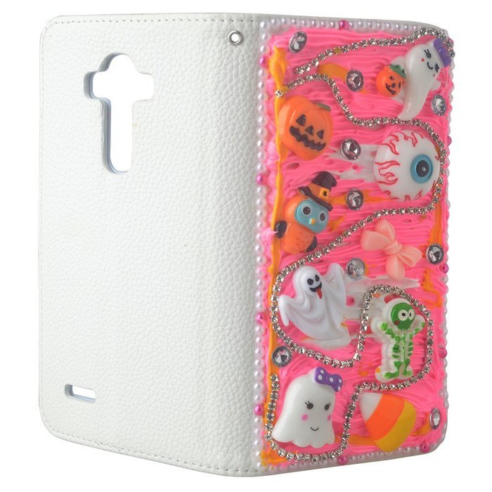For ZTE ZMAX Z970 Hallowmas Theme Phone Case,Yaheeda 3D Handmade Stones Pumpkin Flower Skull Design PU Leather... N5