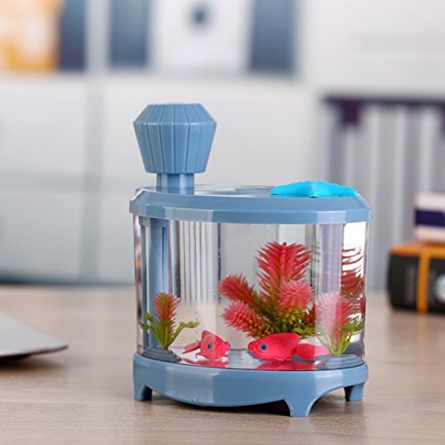 ECSEM Fish Tank Mist Humidifier Whisper-quiet Operation LED Lamps USB Powered For Home Office - blue N8