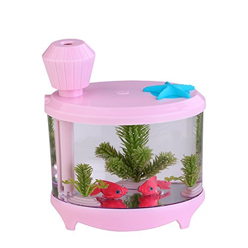 ECSEM Fish Tank Mist Humidifier Whisper-quiet Operation LED Lamps USB Powered For Home Office - blue N9