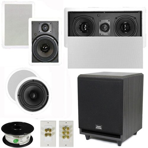 Theater Solutions 5.1 Home Theater 6.5" Speakers Set with Center, 8" Powered Sub and More TS65CWL51SET3