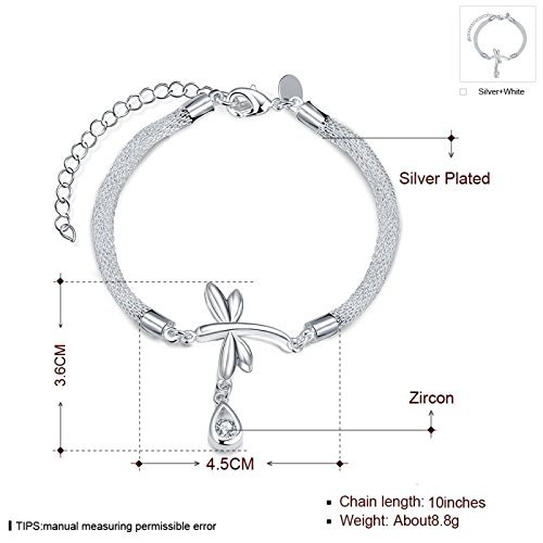 Hot 925 Sterling SIlver Plated Women Dragonfly Swarovski Bracelet Bangle Jewelry N3