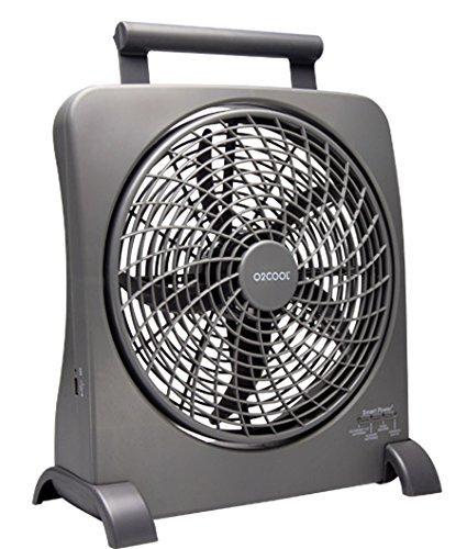 O2COOL 10-Inch Portable Smart Power Fan with AC Adapter & USB Charging Port
