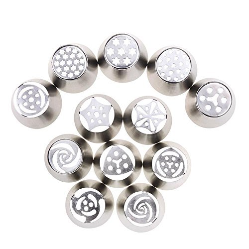 Cake Decorating Piping Tips 15 Pcs Stainless Steel Russian Tulip Icing Piping Kit Nozzles Cake Decoration Tips... N2