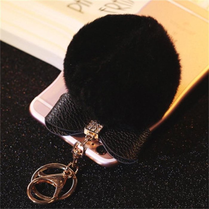 AutumnFall Rabbit Fur Ball Plush Car Keychain Handbag Key Ring Key ...