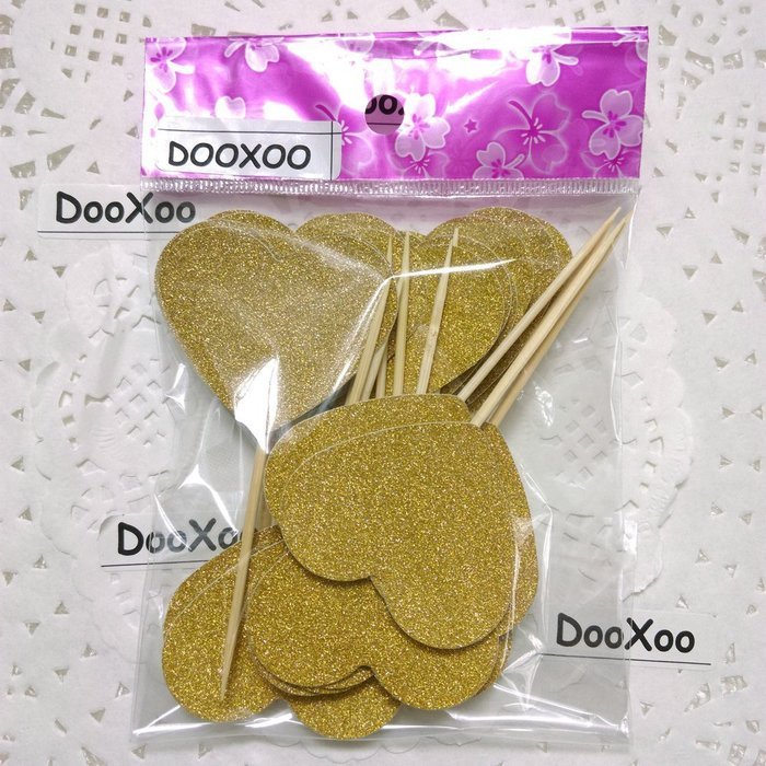 DOOXOO 2" Cupcake Topper Heart Cupcake Toppers Wedding Cupcake Toppers, Bridal Shower Cupcake Toppers Valentine's...