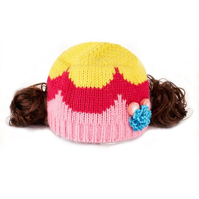 KAKA(TM) Babys Girls Boys Lovely Hat Winter Warm Knit With Cute Wig Beanie Cap N4