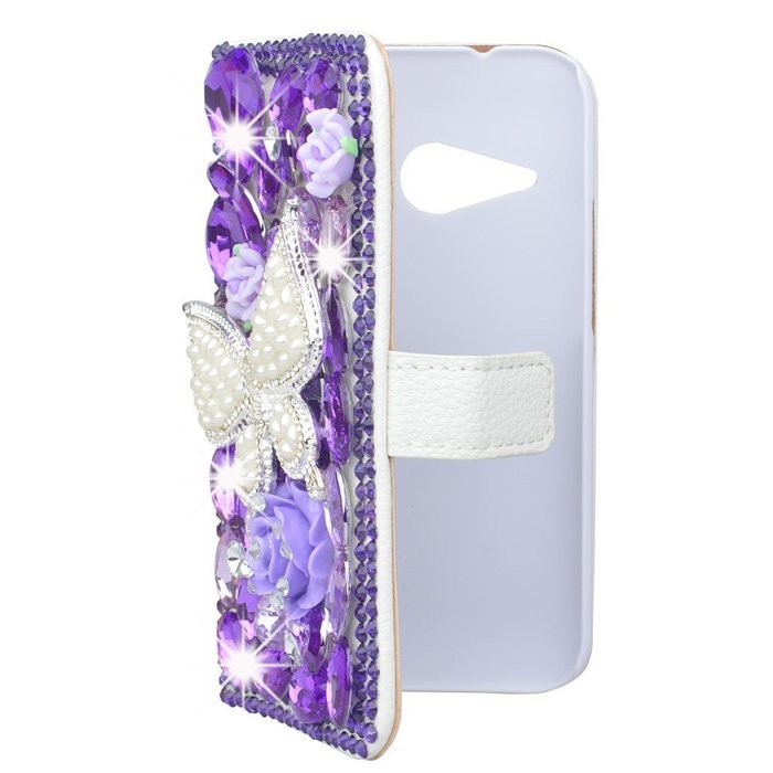 Spritech(TM) Bling Cellphone Case For LG G5,PU Leather Wallet Slim Fold Cover 3D Handmade Shining Rhinestone Blue... N18