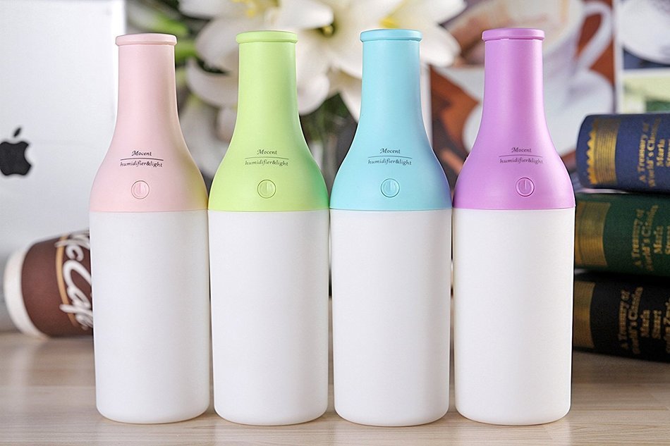 Mayskey Portable Cool Bottle 180ml USB Ultrasonic Humidifier Atomizer with LED Light (Green) N8