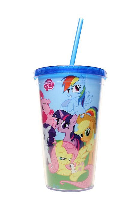 Silver Buffalo MLP21087 My Little Pony Friendship is Magic Cold Cup with Lid and Straw, 16 oz, Blue