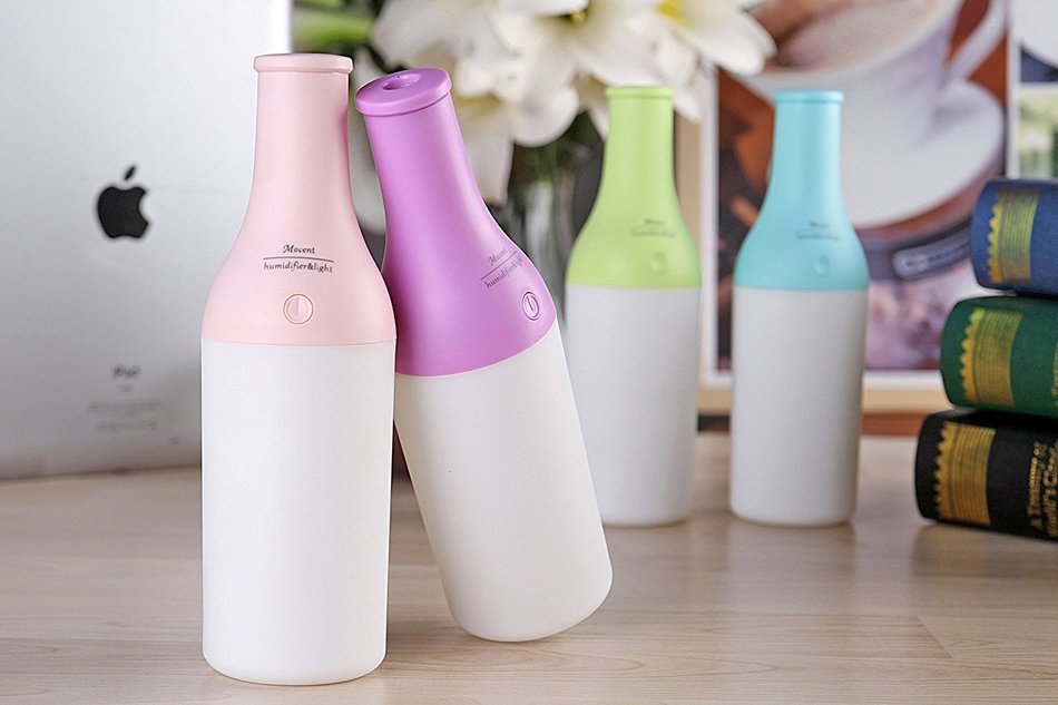 Mayskey Portable Cool Bottle 180ml USB Ultrasonic Humidifier Atomizer with LED Light (Green) N11
