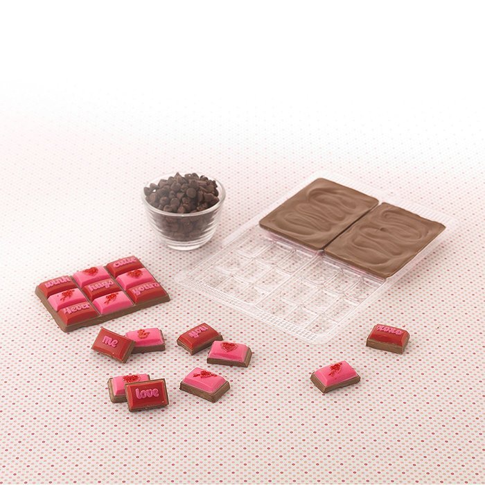 Sweet Creations 4-Bars Valentine's Day Chocolate Message Mold, White