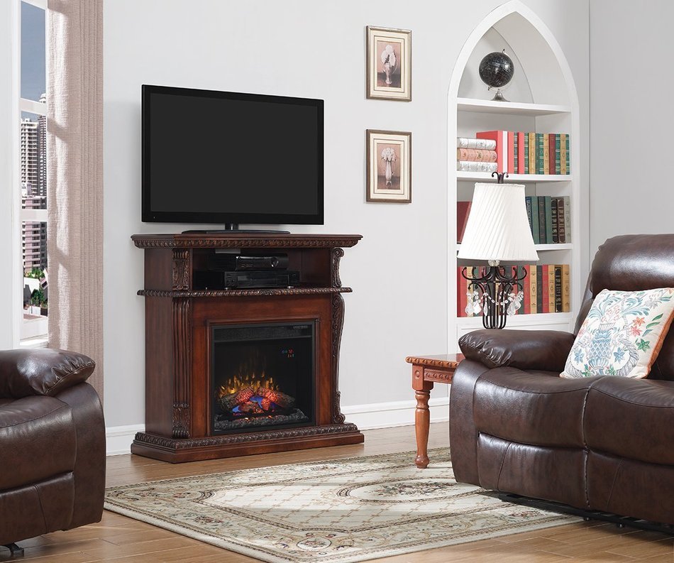 ClassicFlame 23DE1447-C233 Corinth Wall or Corner TV Stand for TVs up to 47", Vintage Cherry (Electric Fireplace... N4