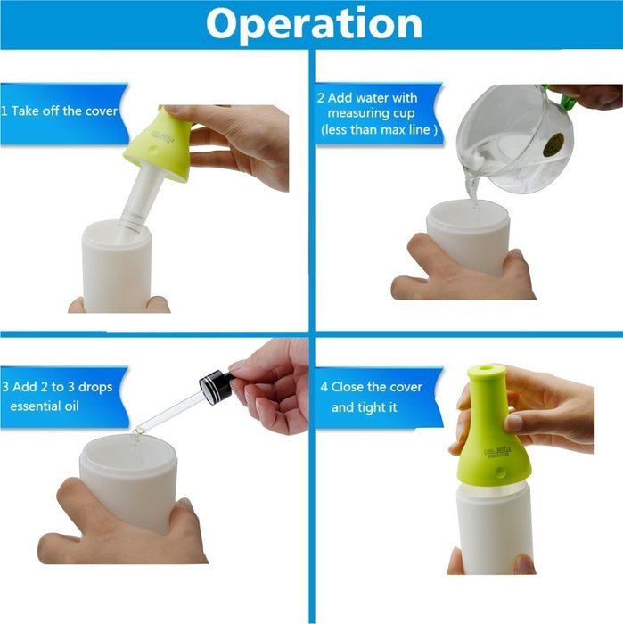 Xenics Essential Oil Diffuser Humidifier, 180ml USB Mini Cool Mist Humidifier Warm Light Nightlights,4 Hours Continous... N5