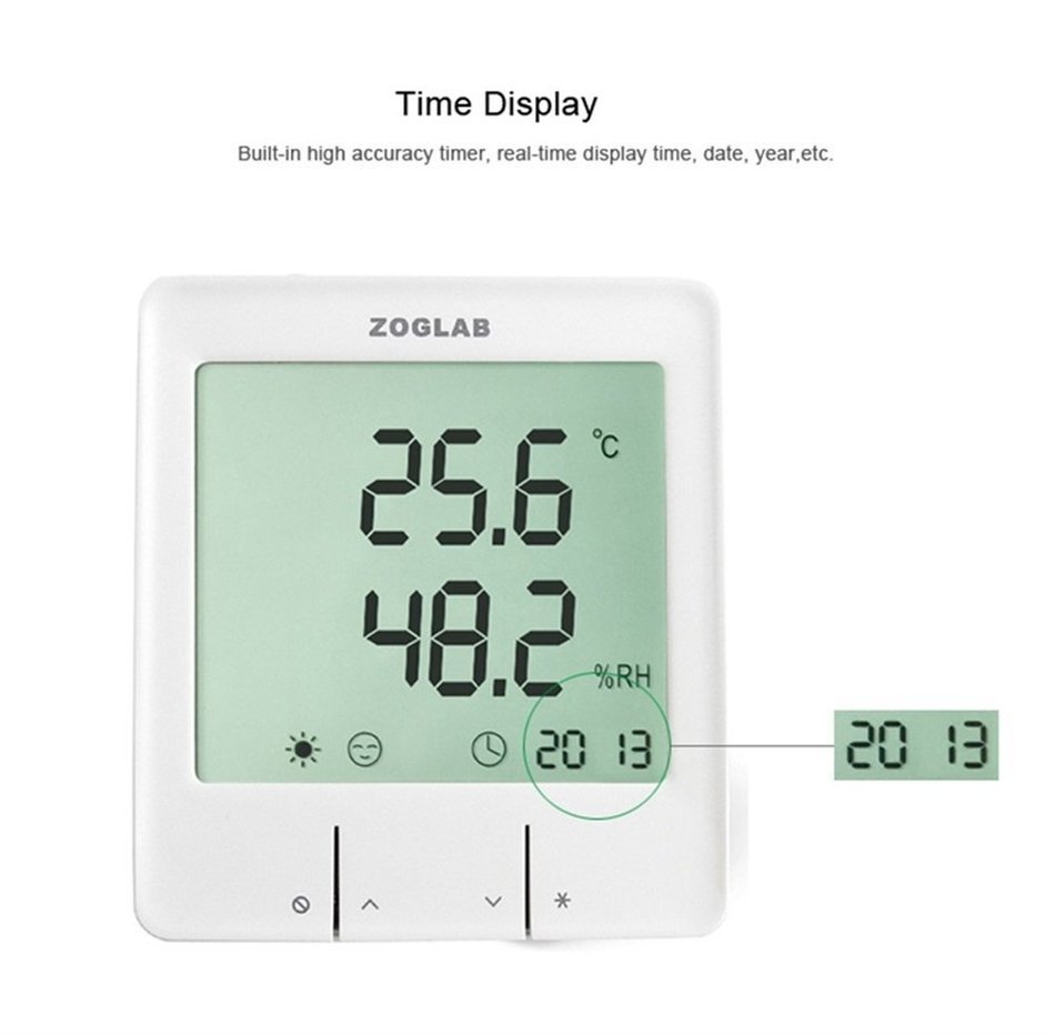 ZOGLAB Smart Intelligent Large LCD Indoor Air Quality Multipurpose Digital Temperature and Humidity Meter N6
