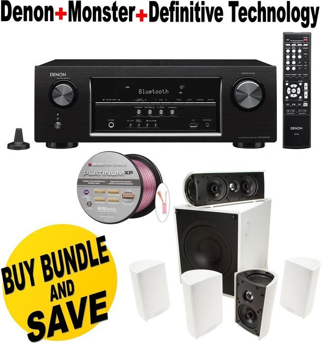Denon AVR-S510BT 5.2 Channel Full 4K Ultra HD A/V Receiver With Bluetooth + Definitive Technology - Definitive...