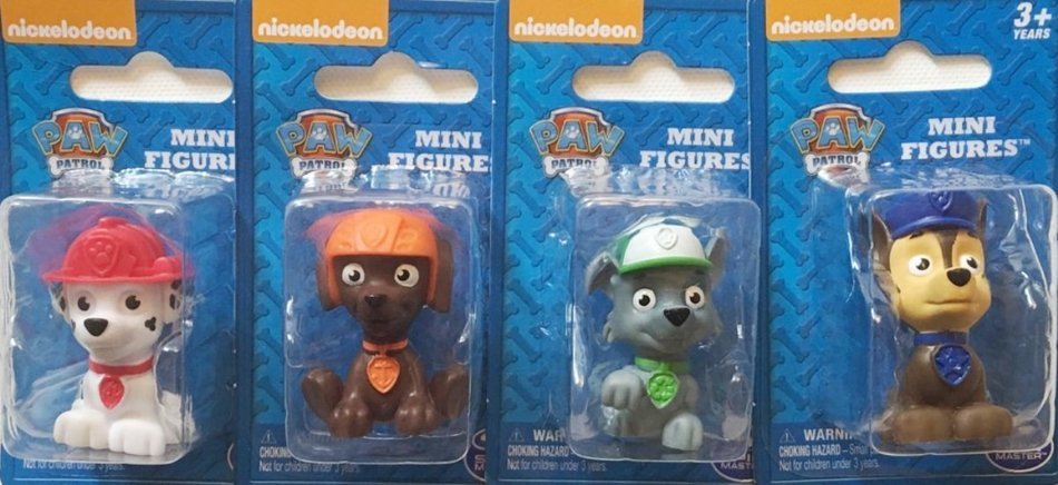 Nickelodeon Paw Patrol Mini Figurine/Cake Toppers ~ set of 4 ~ Rocky, Zuma, Marshall & Chase