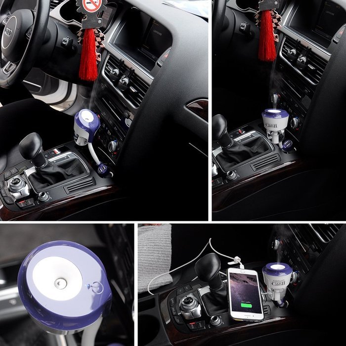 Car Humidifier, YCTA 4 in 1 Ultrasonic Aromatherapy Essential Oil Diffuser, Air Purifier with Auto Off, Dual Port... N14