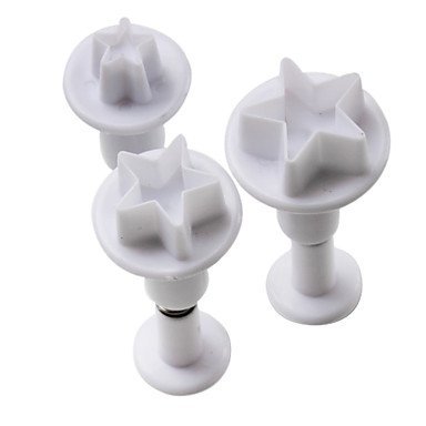 Sher Star Pattern Cake and Cookies Cutter Mold with Plunger (3 Pieces)
