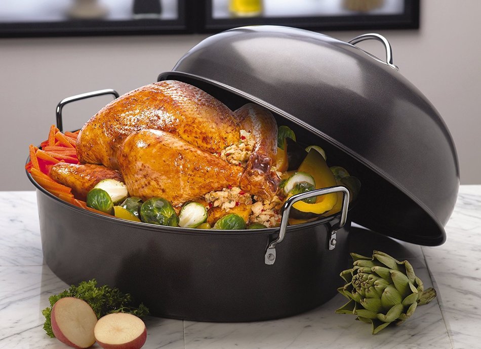 Sabatier Roaster with Floating Slide Ease Rack, Medium, Gray N2