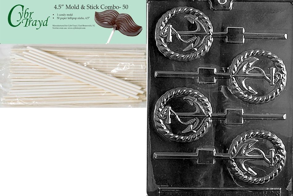 Cybrtrayd N028 Anchor Lolly Chocolate Candy Mold with Exclusive Cybrtrayd Copyrighted Chocolate Molding Instructions