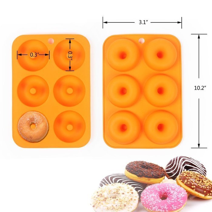 Goodlucky365 (2pc) 6-Cavity Silicone Donut Baking Pan/Non-Stick Donut Mold/Dishwasher, Oven, Microwave, Freezer... N2