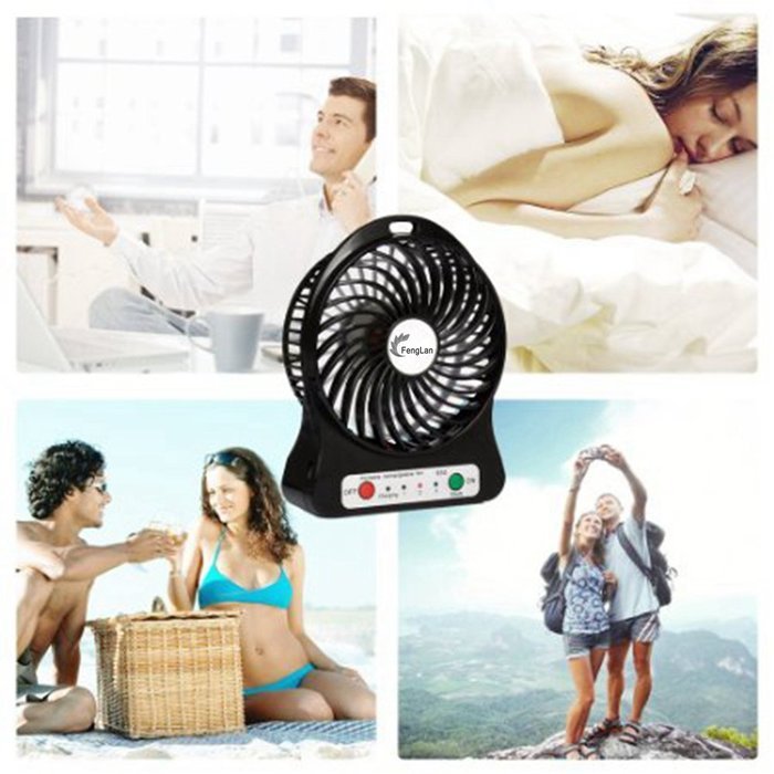 FengLan USB Portable Fan 3 Speeds Rechargeable Mini USB Fan Portable Output Electric Desk Cooling Fan for Travel... N11