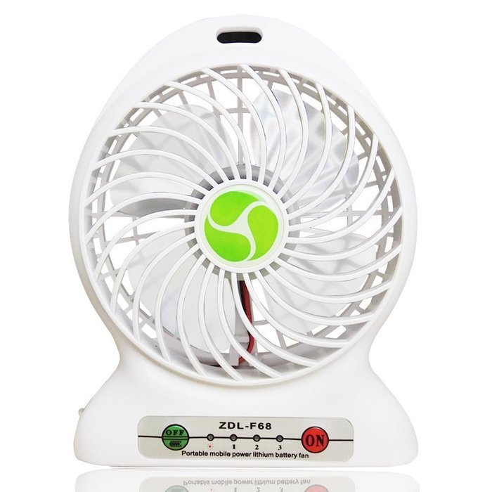 INVESCH Portable Lithium Battery Fan 4-inch Vanes 3 Speeds Rechargeable Desktop Fan (Black) N7