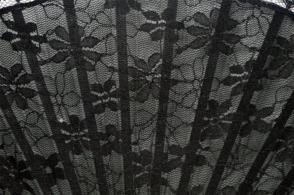 TANG DYNASTY(TM) High Quality Japanese Lace Hand Fan Black Handheld Fan Jhf-192 N2