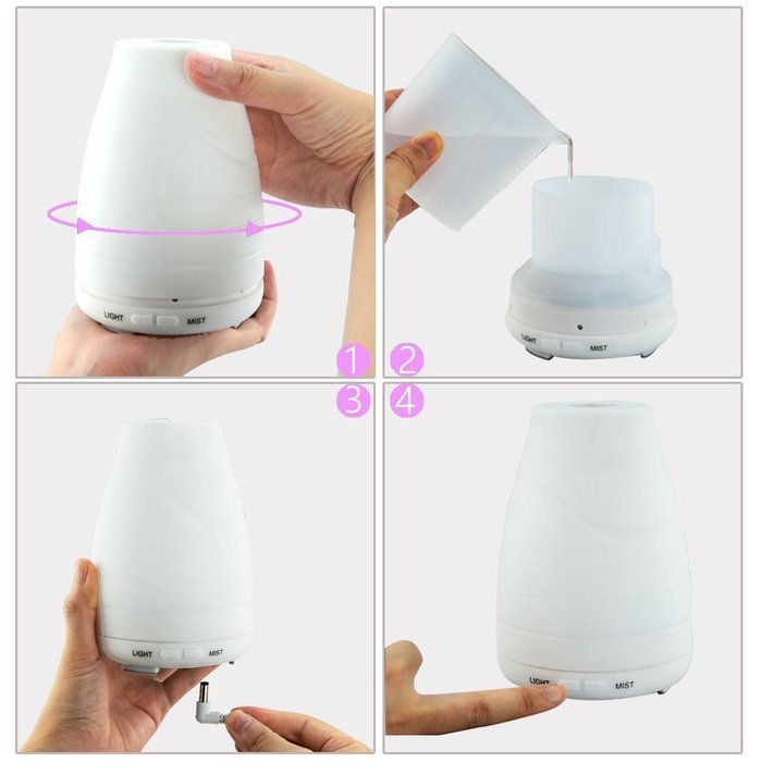Global-store Essential Oil Diffuser Humidifier 100ml Aroma Ultrasonic Diffuser Cool Mist Humidifier for Home,... N9