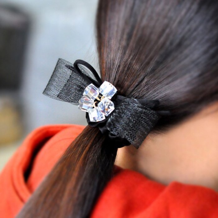KAKA(TM) Women Girl Fashion Elegance Pink Rose Pearl Decorate Stretchy Hair Rope Band Accessories N7