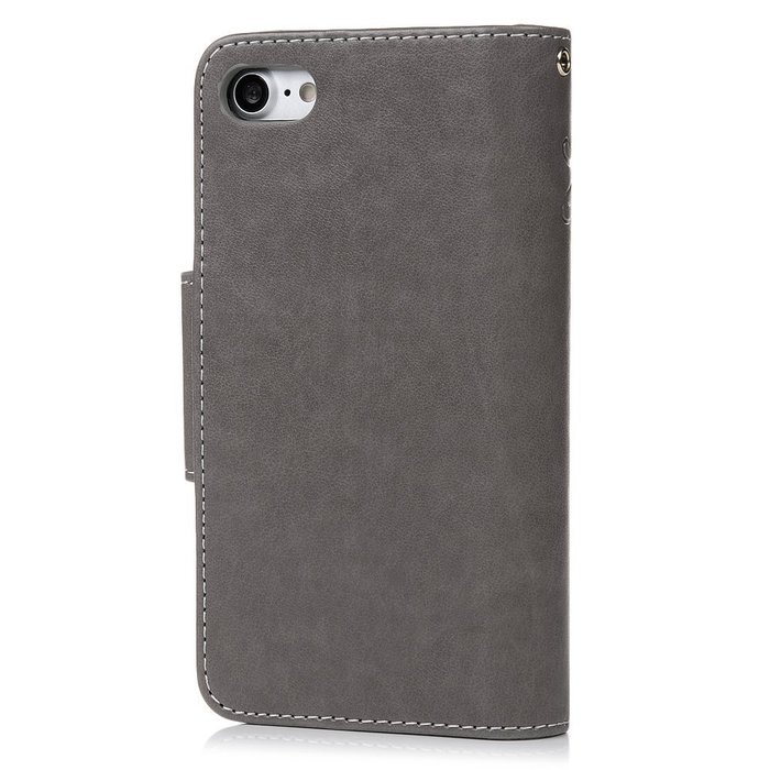 Badalink iPhone 7 Wallet Case (4.7") 9 Card Slots Plastic Mirror Flip Stand Case Embossed Flower Girl PU Leather... N29