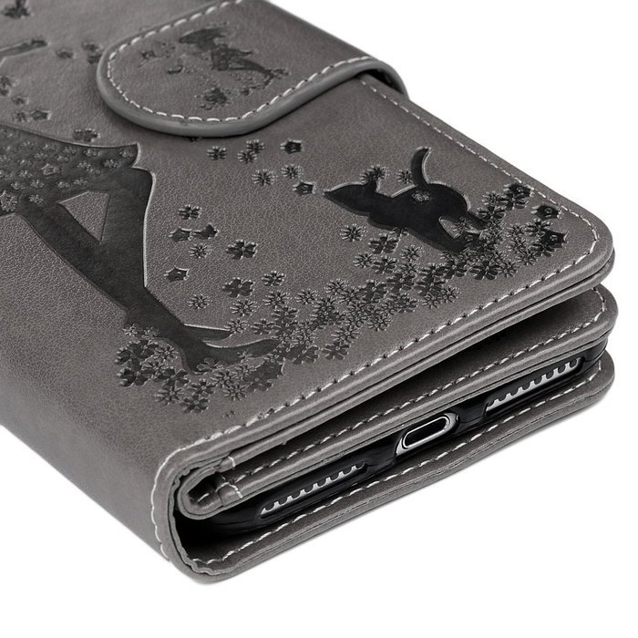 Badalink iPhone 7 Wallet Case (4.7") 9 Card Slots Plastic Mirror Flip Stand Case Embossed Flower Girl PU Leather... N30
