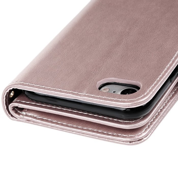 Badalink iPhone 7 Wallet Case (4.7") 9 Card Slots Plastic Mirror Flip Stand Case Embossed Flower Girl PU Leather... N33