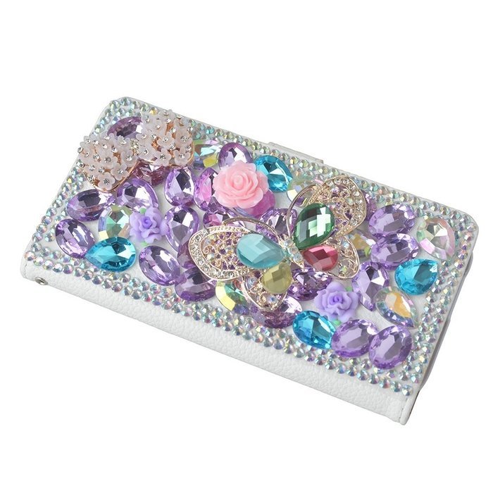 KAKA(TM) Fashion Phone Cover 3D Handmade Irregularity Bling Colorful Crystal Design PU Leather Wallet Case Flower... N8
