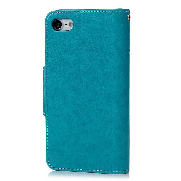 Badalink iPhone 7 Wallet Case (4.7") 9 Card Slots Plastic Mirror Flip Stand Case Embossed Flower Girl PU Leather... N38