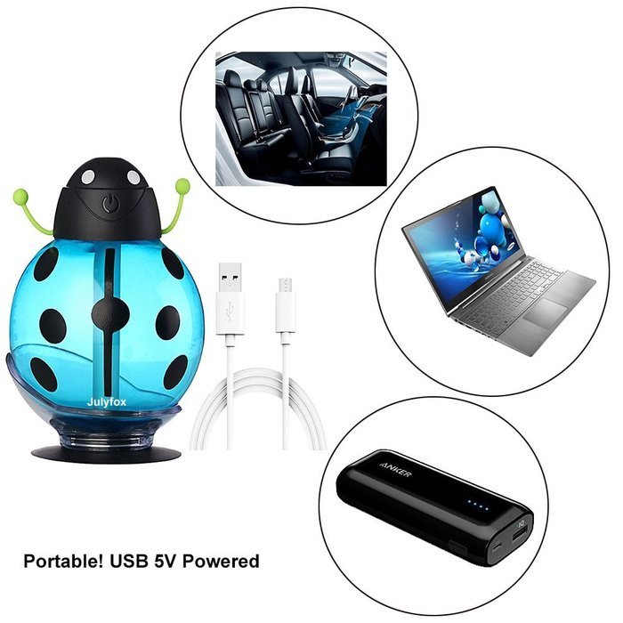 Julyfox Portable Cool Mist Humidifier 260ml Aroma Essential Oil Diffuser USB Powered Beatles Unique Outlook(Yellow) N8