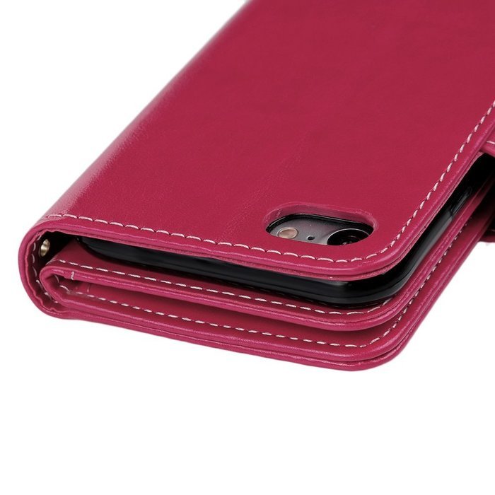 Badalink iPhone 7 Wallet Case (4.7") 9 Card Slots Plastic Mirror Flip Stand Case Embossed Flower Girl PU Leather... N42