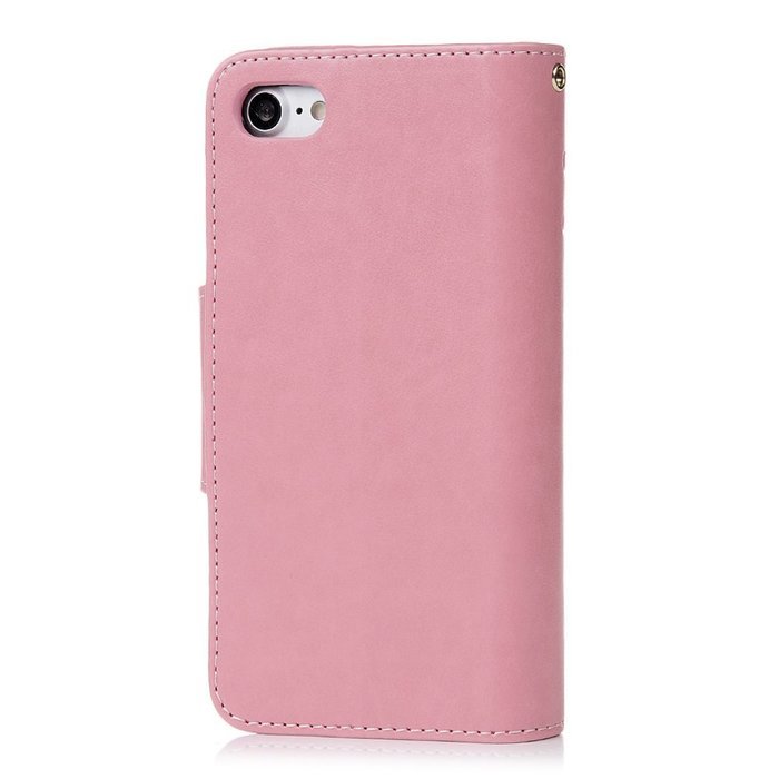Badalink iPhone 7 Wallet Case (4.7") 9 Card Slots Plastic Mirror Flip Stand Case Embossed Flower Girl PU Leather... N44