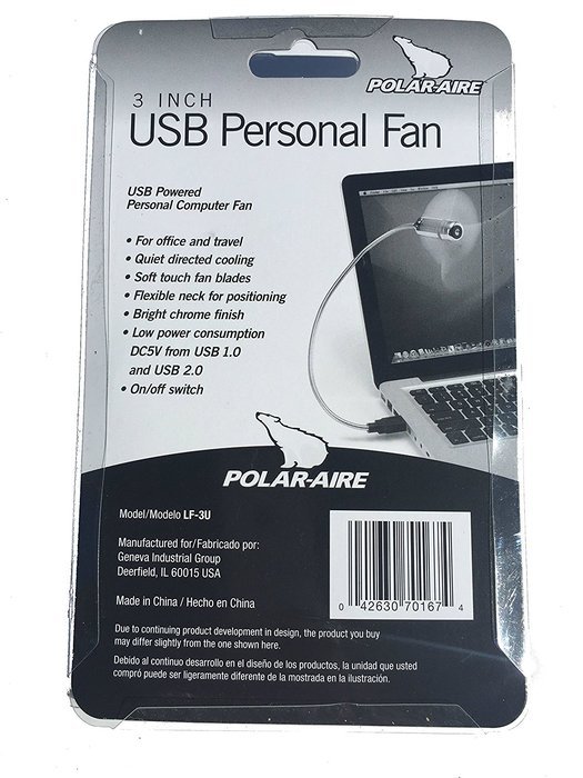 GENEVA INDUSTRIAL GROUP LF-3U 1SPD USB Fan, 3" N2