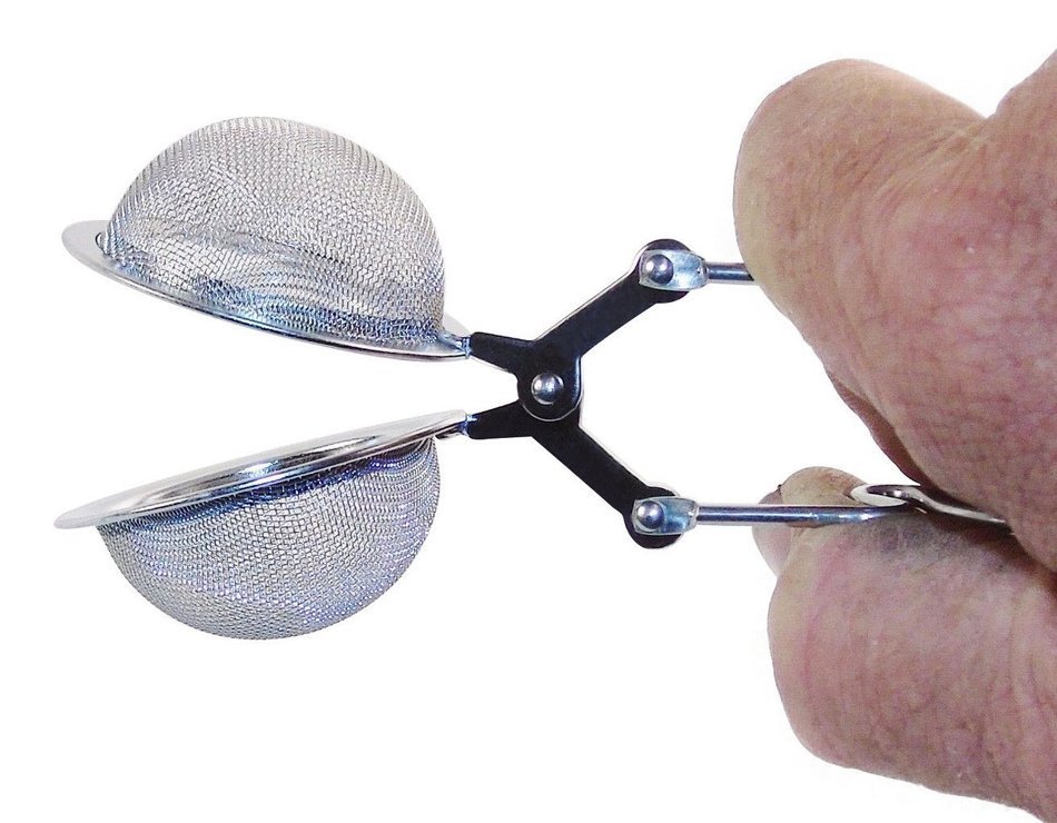 1 1/2" Pincher Ball Mesh Tea Infusers, Stainless Steel with Hanger. N2