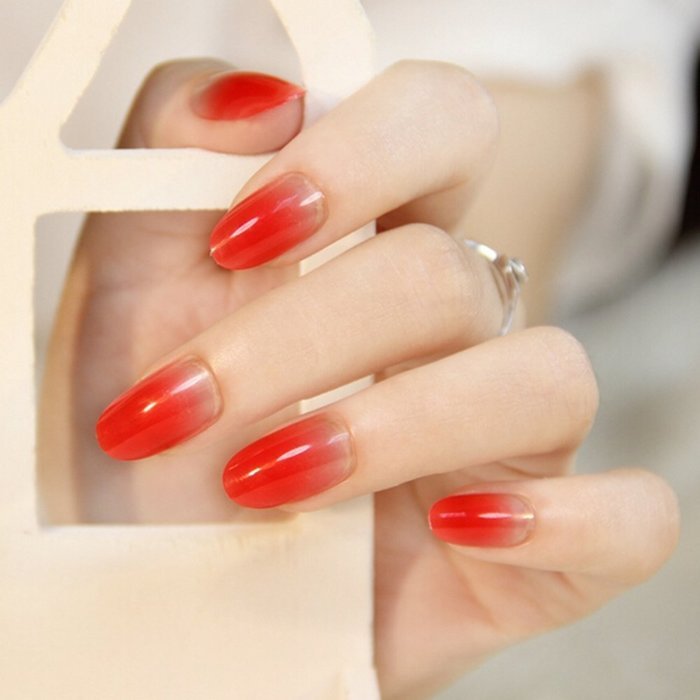 EVTECH(TM) 24 Pcs Nail Decals French Artificial Full Cover False Nails Round Head Nail Art Tips Fashion Style... N30