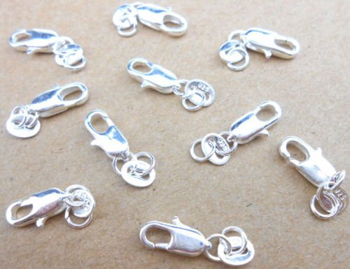 10PCS nice Jewelry Connector 925 Sterling Silver Lobster Clasps 925 Stamped Tag
