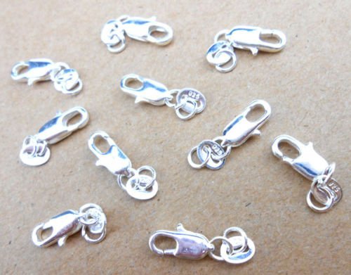 10PCS nice Jewelry Connector 925 Sterling Silver Lobster Clasps 925 Stamped Tag N2