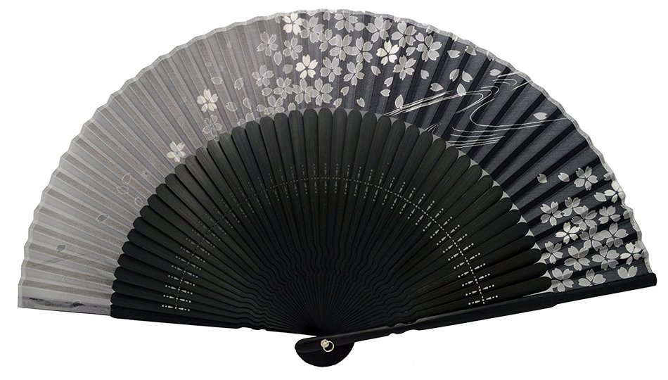 TANG DYNASTY(TM) Japanese Silks Hand Fan Cherry Handheld Fan Jhf-188 N3