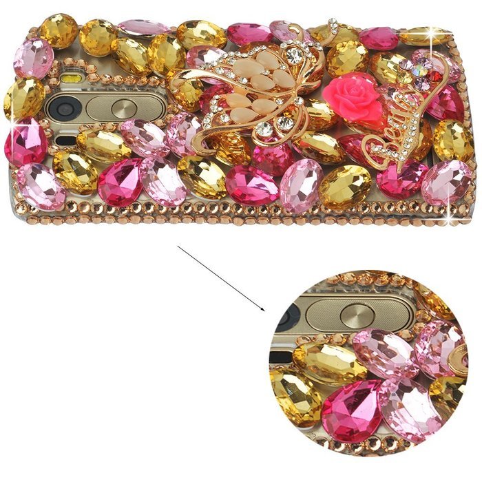 LG G5 Case, LG G5 Bling Case-Spritech(TM) 3D Handmade Colorful Diamond Bling with Butterfly Flower Decoration... N34
