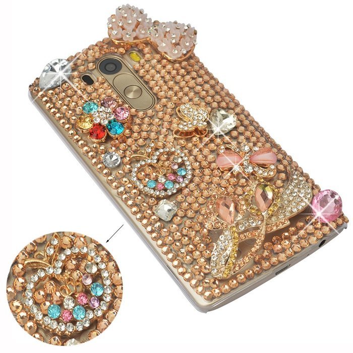 LG G5 Case, LG G5 Bling Case-Spritech(TM) 3D Handmade Colorful Diamond Bling with Butterfly Flower Decoration... N35