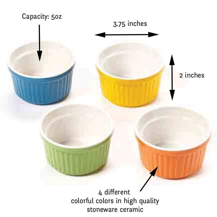 Uno Casa Ramekins - Make Your Home Pop with Color - Set of 4, 5 oz. N3