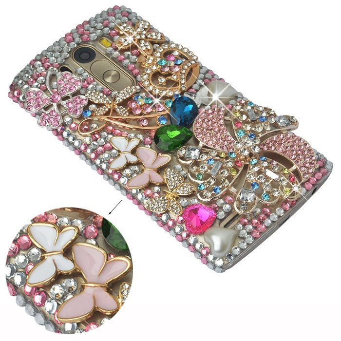 LG G5 Case, LG G5 Bling Case-Spritech(TM) 3D Handmade Colorful Diamond Bling with Butterfly Flower Decoration... N39