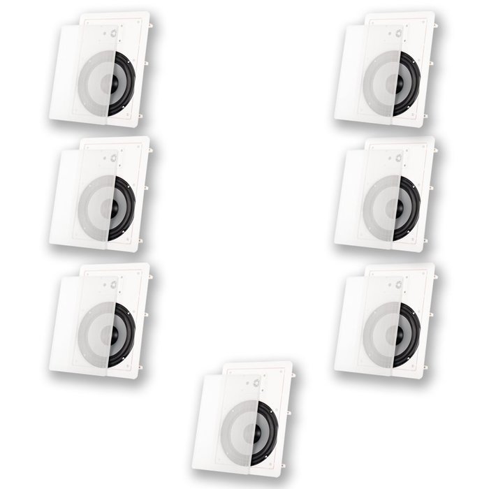 Acoustic Audio CS-IW830 In Wall 8" Home Theater 7 Speaker Set 3 Way 2450 Watt CS-IW830-7S