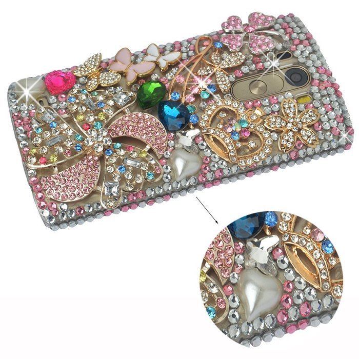 LG G5 Case, LG G5 Bling Case-Spritech(TM) 3D Handmade Colorful Diamond Bling with Butterfly Flower Decoration... N40